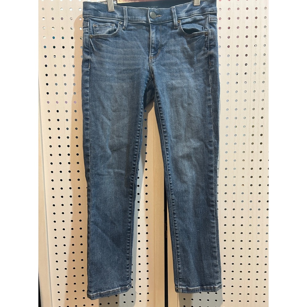 LOFT Modern Cuffed Crop Jeans Size 2P Blue Denim Casual Petite